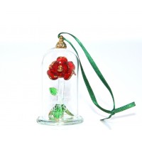 Disney Beauty and the Beast Glass Dome Christmas Ornament, Arribas Glass Collection